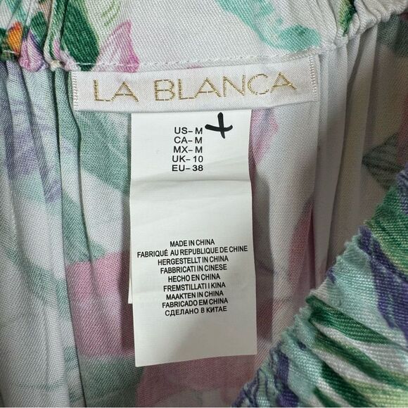 La Blanca Off Shoulder Mini Dress Swimsuit Cover Up Tropical Mystic Palms Medium - Picture 5 of 8